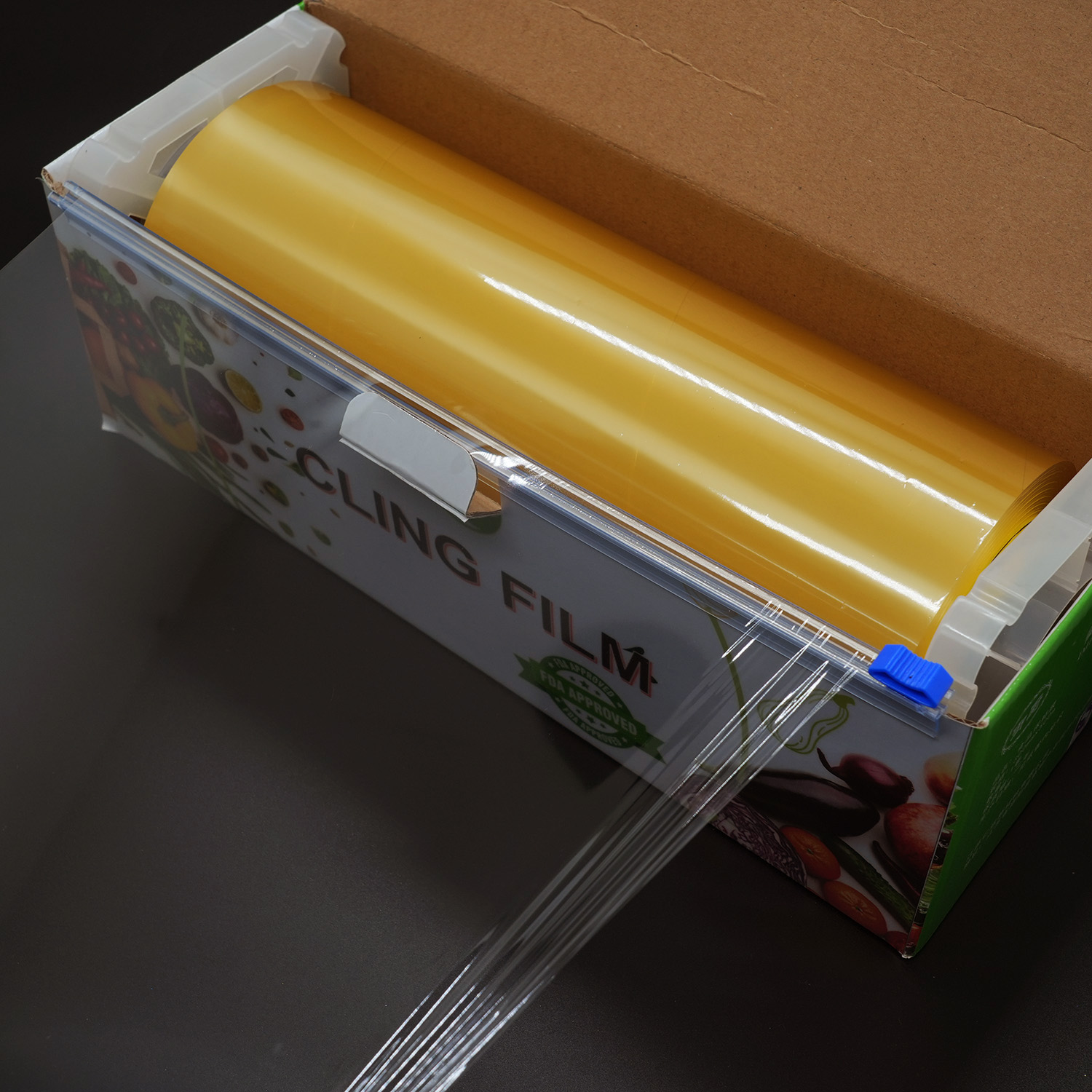 طبقة تغليف PVC ممتازة للطعام مع صندوق تقطيع - غلاف مطبخ خالٍ من مادة BPA بنسبة 100% من أجل النضارة