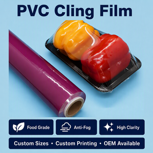 اللون الأرجواني لينة مكافحة الضباب PVC الغذاء تمتد فيلم التشبث فيلم جامبو رول لتغليف المواد الغذائية